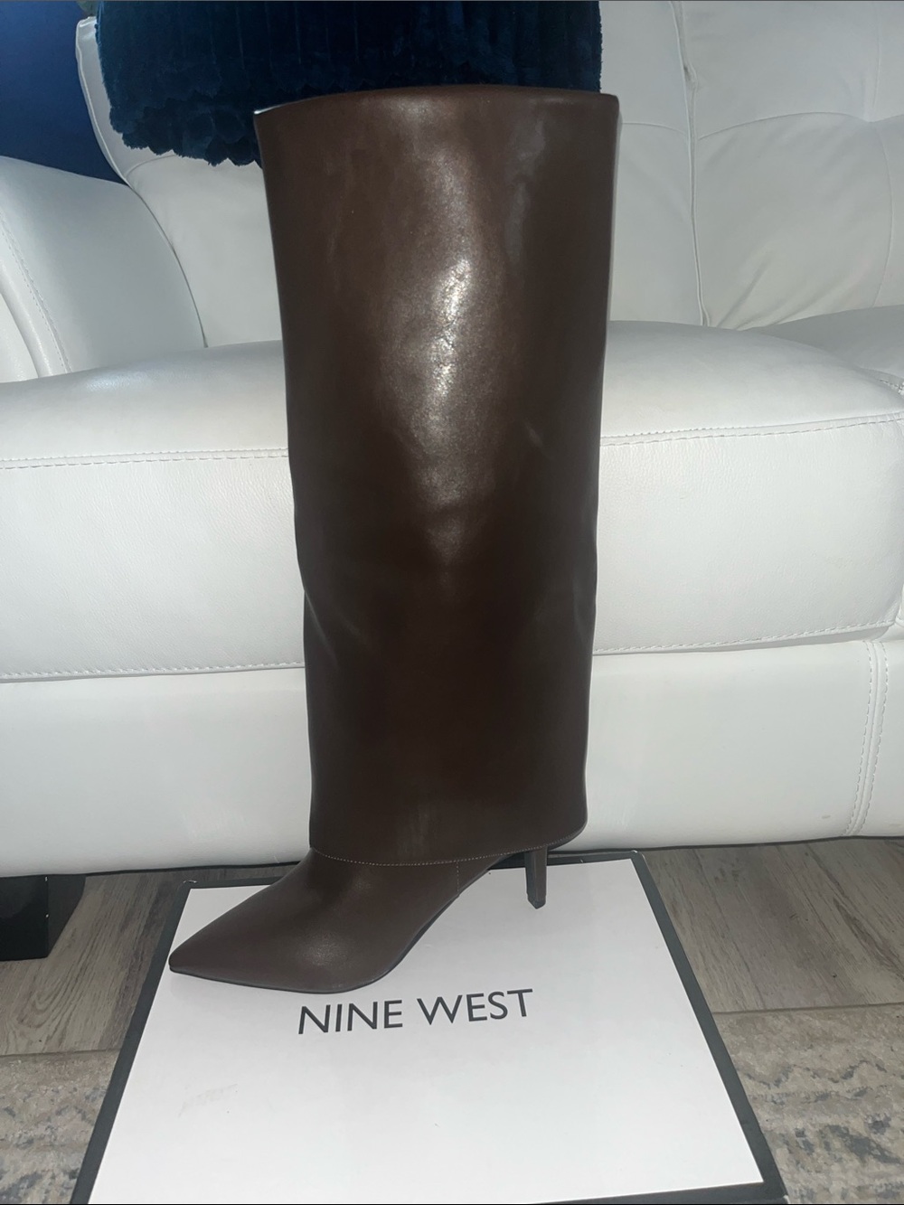 Dark Brown Knee-High Pointed Toe Stiletto Boots